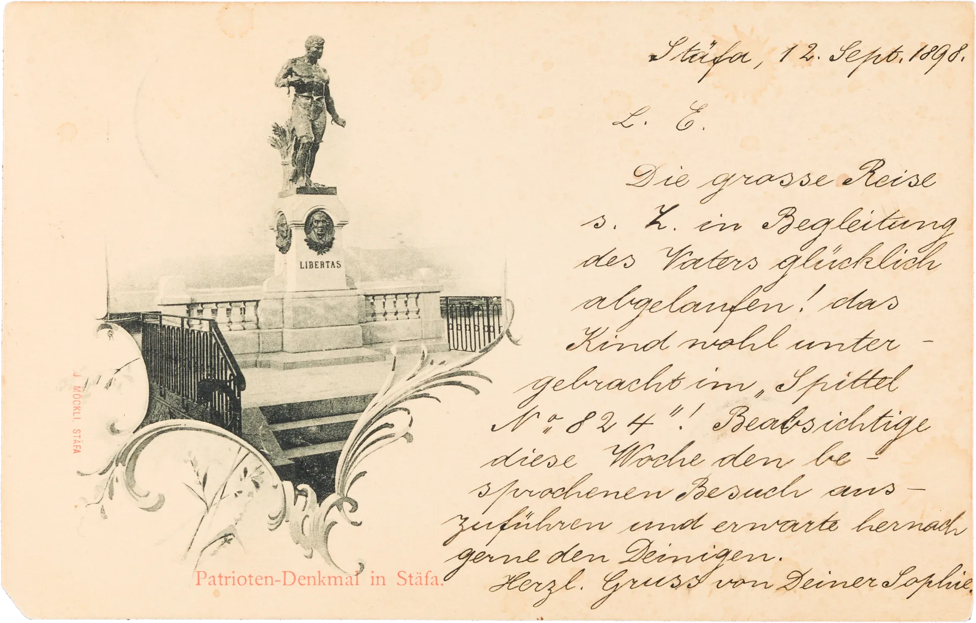 Patrioten-Denkmal Stäfa. – Vorderseite